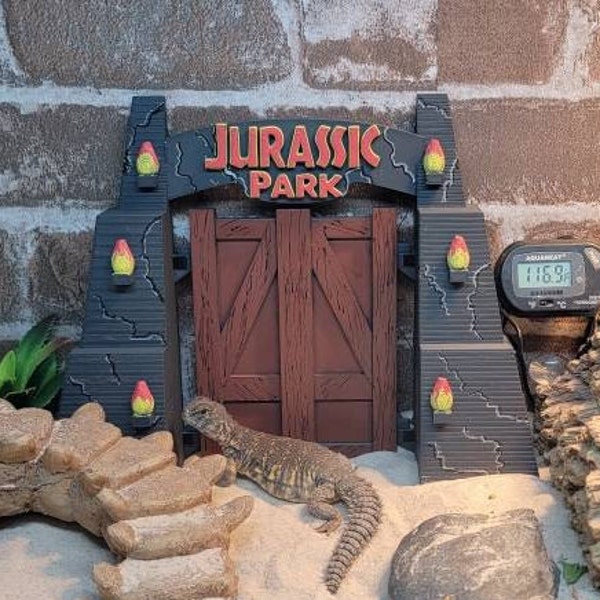 Jurassic Park Entrance Gate Decoration For Reptile Terrarium Lizard turtle gecko snake dragon hamster