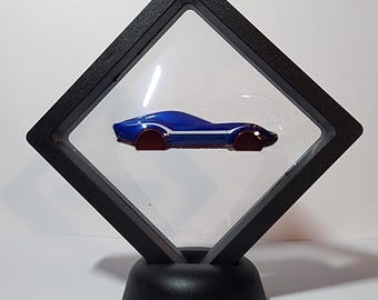 Hot Wheels Coupe Clip Blue | Floating Display Case | Keychain Diecast Gift