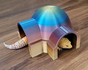Avamposto nel deserto, rifugio per rettili, drago barbuto, geco, serpente, arcobaleno / Decorazione per terrario fantascientifico / Grotta-rifugio per lucertole stampata in 3D