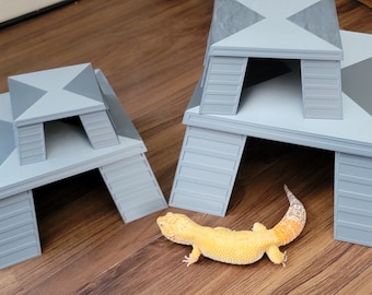Sci-Fi Bunker Reptile Hide for Lizard Gecko Snake | 3D Printed Terrarium Hideout | Bearded Dragon Cave Decor