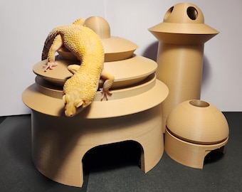 Jabbas Palace Reptile Hide for Bearded Dragon Gecko Snake | Sci-Fi Terrarium Decor | 3D Printed Lizard Cave Hideout