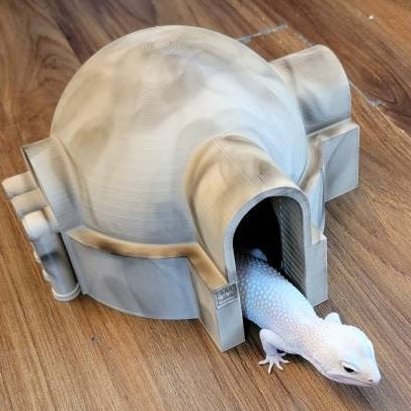 Desert Outpost Reptile Hide for Bearded Dragon Gecko Snake | Sci-Fi Terrarium Decor | 3D Printed Lizard Cave Hideout