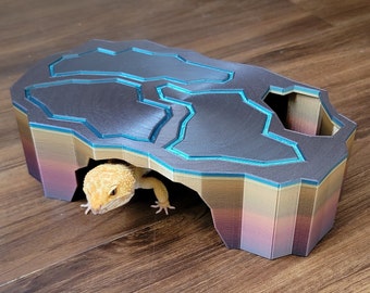 Rocky Rainbow Reptile Hide | Colorful Gecko Lizard Cave | 3D Printed Terrarium Decor