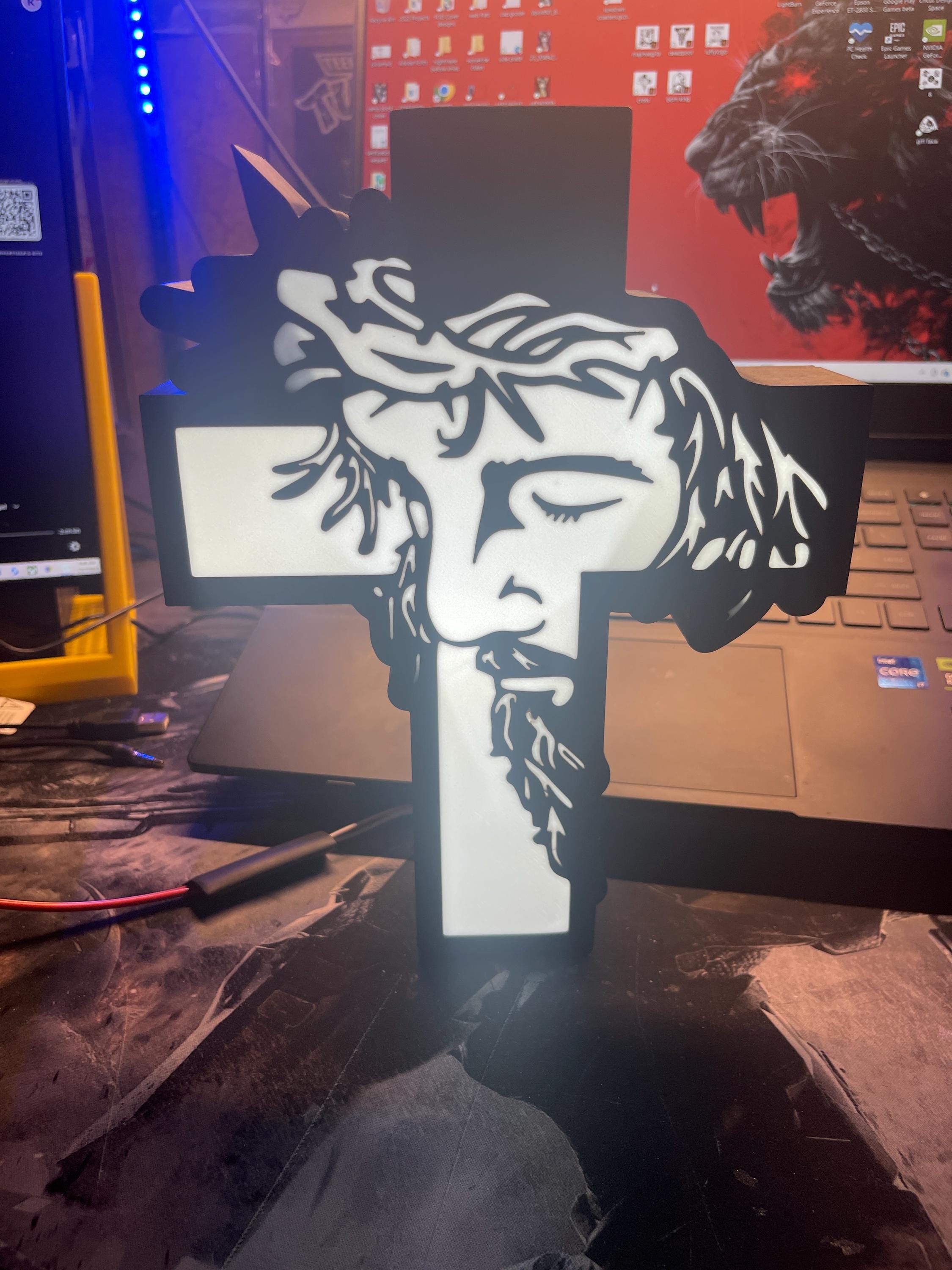 3D Printing STL Light Box Jesus Cross (digital STL and 3MF File