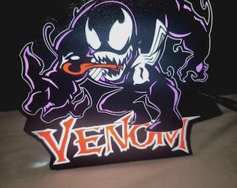 Venom LED Light Box | Marvel Night Light | RGB Comic Lightbox