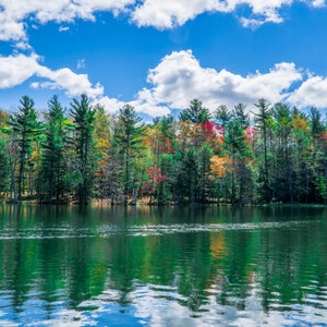 Beautiful Lake Autumn Photo with Reflections - Digital Print - Instant Download