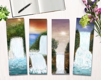 Waterfall Sunset Bookmarks | Scenic Printable Set (Digital Download)
