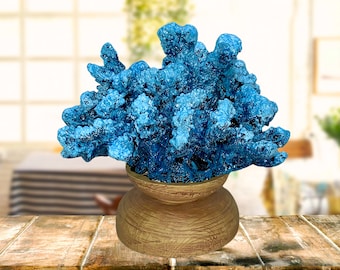 Blue Acrylic Coral Reef Sculpture, Coastal Home Decor