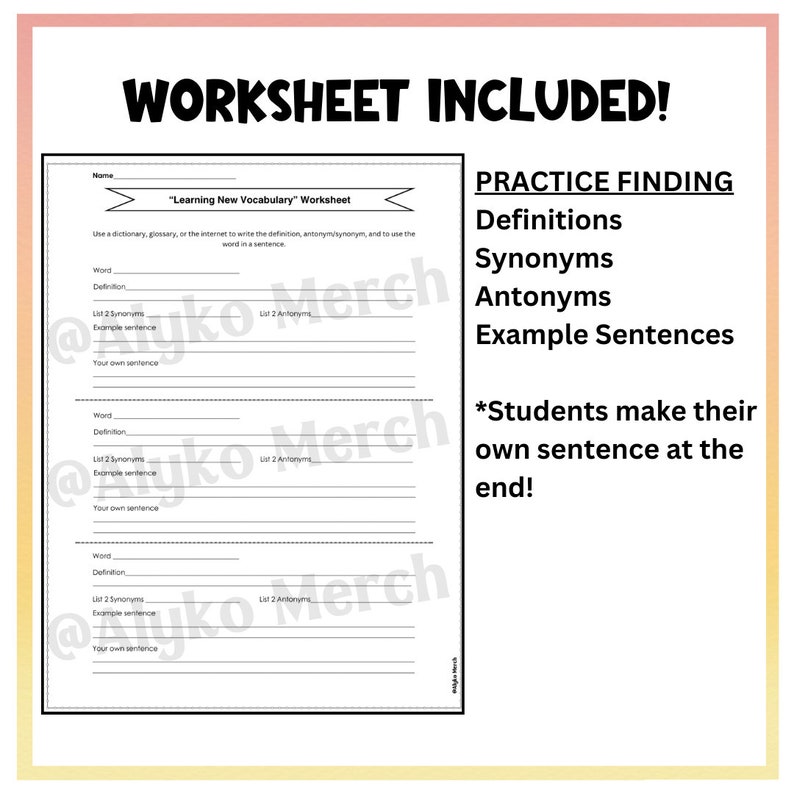 How to Make Flashcards, Teaching Visual, Vocabulary Worksheet Included ...