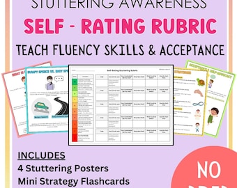 Stuttering Self-Rating Rubric, Fluency Strategy Posters (Digital Download)