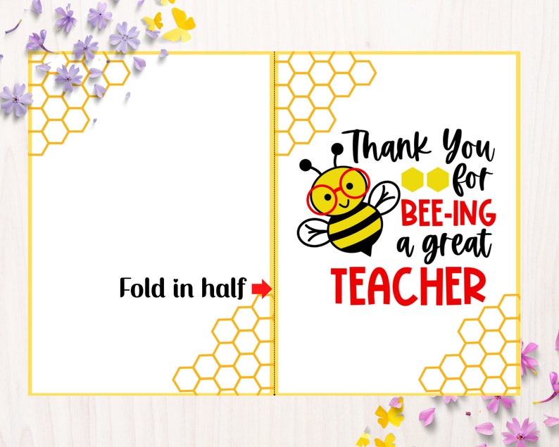 Printable Teacher Appreciation Card, Foldable 5"x7", Thank You Card for Educators, Teacher Gift ...
