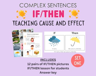 If/Then, Complex Sentences, Teaching Cause and Effect, Speech Therapy, Set 1