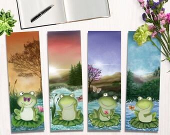 Frog Art Printable Bookmarks – Set of 4 Animal Lover Gifts (Instant Download)