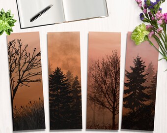 Tree Silhouette Bookmarks - Nature Lover Gift, Set of 4 (Digital Download)