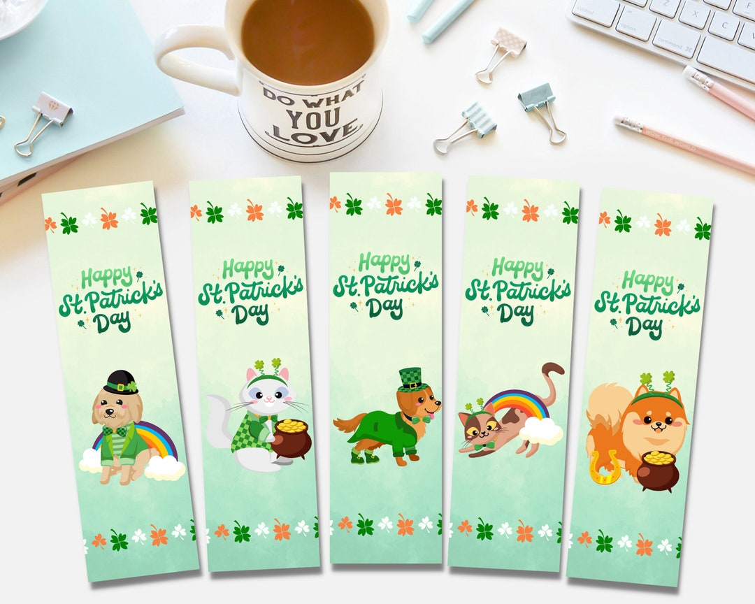 Happy St. Patrick's Day Printable Bookmarks for Kids, Cute Digital ...