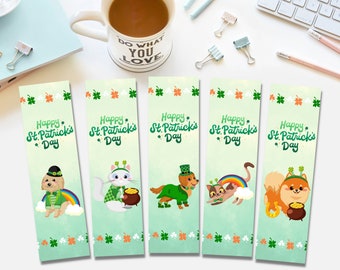 Happy St. Patrick's Day Printable Bookmarks For Kids, Cute Digital Prints For Students, Teachers, and Educators, Irish-Themed Bookmarks