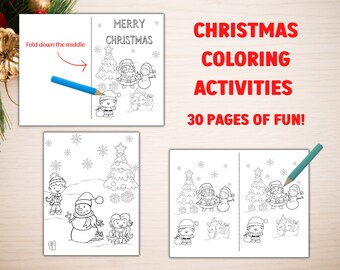 Christmas Coloring Pages, Holiday Card Games for Kids (Digital Download)