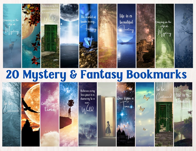 Mystery and Fantasy Printable Bookmark Set of 20, Digital Bookmarks With Quotes, Great for ...