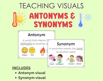Antonyms and Synonyms Teaching Visuals, Speech Therapy, Special Ed
