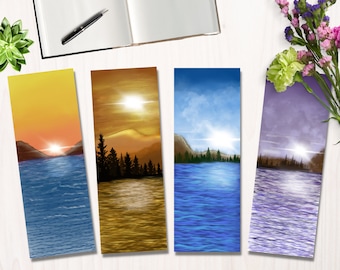 Sunrise Landscape Bookmark Set | Colorful Printable Bookmarks (Digital Download)