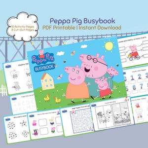 Libro imprimible de actividades de PP Pig, libro de actividades Montessori para niños pequeños, libro tranquilo para niños, hojas de trabajo educativas para educación en casa.