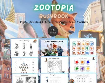 Afdrukbaar Zootopia druk boek Afdrukbaar Montessori-activiteitenboek voor peuters Rustig boek voor kinderen Educatieve werkbladen Homeschool | ADHD Autisme