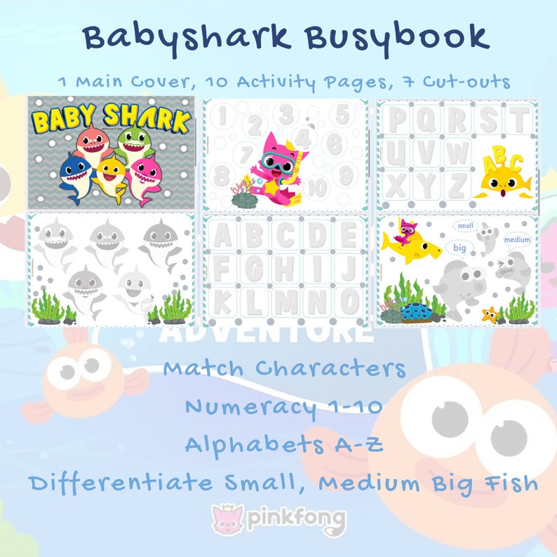 Printable - Baby Shark Busy Book Quiet Book Printable Preschool Homeschool Activity Book ...
