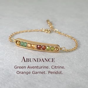 Dainty Abundance Bracelet, Geniune 3mm Crystal Stone, Aventurine, Citrine, Orange Garnet, Peridot, Gift for New Beginning, New Job Gift,