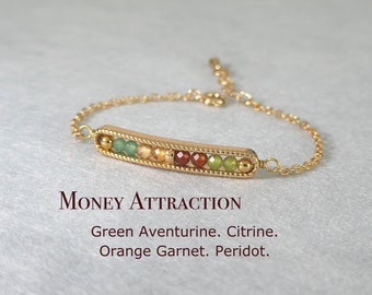 Dainty Manifest Bracelet, 3mm Crystal, Aventurine, Citrine, Orange Garnet, Peridot, Gift for New Beginning, Attraction Bracelet, New Job