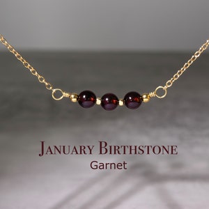 Genuine Garnet Necklace, January Birthstone, 6mm Dark Red Garnet Beads, Crystal Jewelry Gift For Her,  Birthstone Choker, Gift For Mom#JAN01