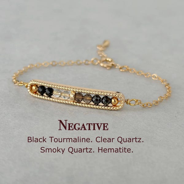 Dainty Protection and Balance Bracelet, 3mm Crystal, Black Tourmaline, Clear Quartz, Smoky Quartz, Hematite, Gift For Her, Sister, Mum
