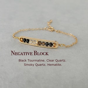 Dainty Negative Energy Cleanse Bracelet, 3mm Crystal, Black Tourmaline, Clear Quartz, Smoky Quartz, Hematite, Protection And Healing Gift