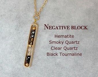 Dainty Negative Energy Cleanse Necklace, 3mm Crystal, Black Tourmaline, Clear Quartz, Smoky Quartz, Hematite, Protection And Healing Gift