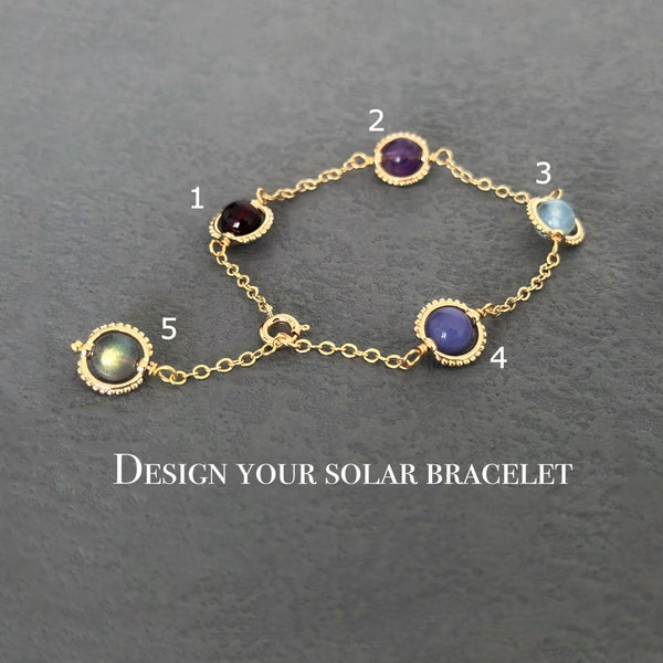 Pulsera de cristal solar personalizada, piedras preciosas del zodíaco, regalo de joyería hecho a mano para mamá, hermana, hija, joyería de signos de astrología natural