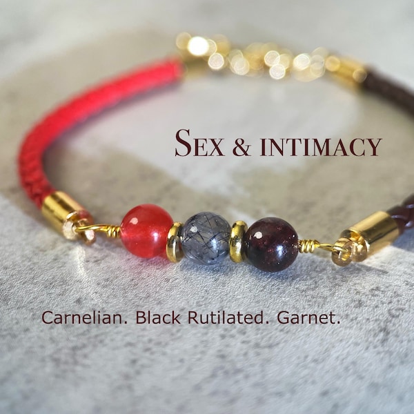 Passion & Energy Bracelet, Garnet, Black Rutilated Quartz, Carnelian, Crystal Beads Bracelet, Evoke Vitality, Manifestation#PEB03