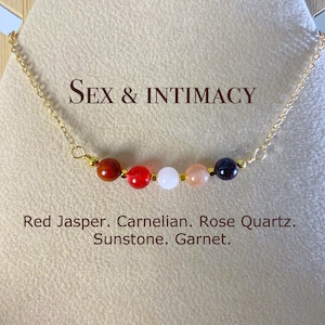 Intimacy Themed Relationship Necklace, Red Jasper, Carnelian, Rose Quartz, Sunstone, Garnet, Manifest Love Crystal Beads, Gift For Me