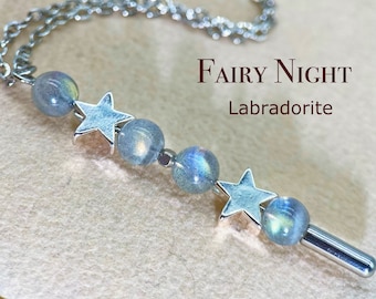 Delicate AAA+ Rainbow Labradorite Star Necklace, Handmade Labradorite Pendant, Simple Jewelry, 18K Gold Filled/White Gold Filled#LS01