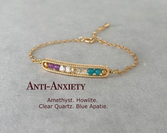 Dainty Anti Anxiety Bracelet, 3mm Crystal, Amethyst, Howlite, Clear Quartz, Blue Apatite, Gift for Her, Reiki Bracelet, Simple Yoga Jewelry,