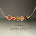 Handmade Leo Crystal Necklace, Zodiac Choker, Carnelian, Sunstone, Tiger Eye, Sardonyx, Citrine, Natural Astrology Sign Jewelry, Birthday