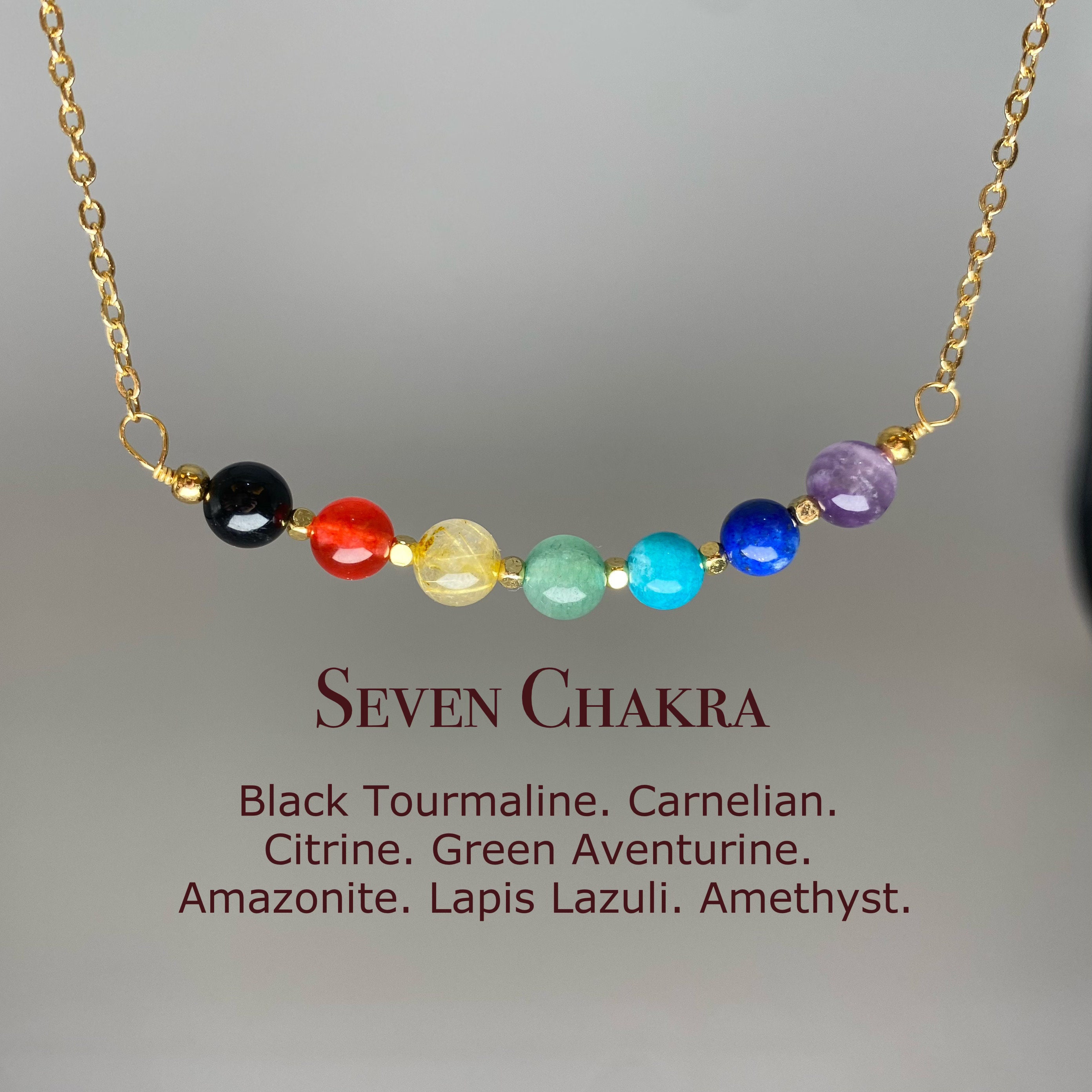 Collana Lunga Donna 7 Chakra In Acciaio Inox - Gioiello Per Meditazione E Yoga, Ipoallergenico, Regalo Benessere