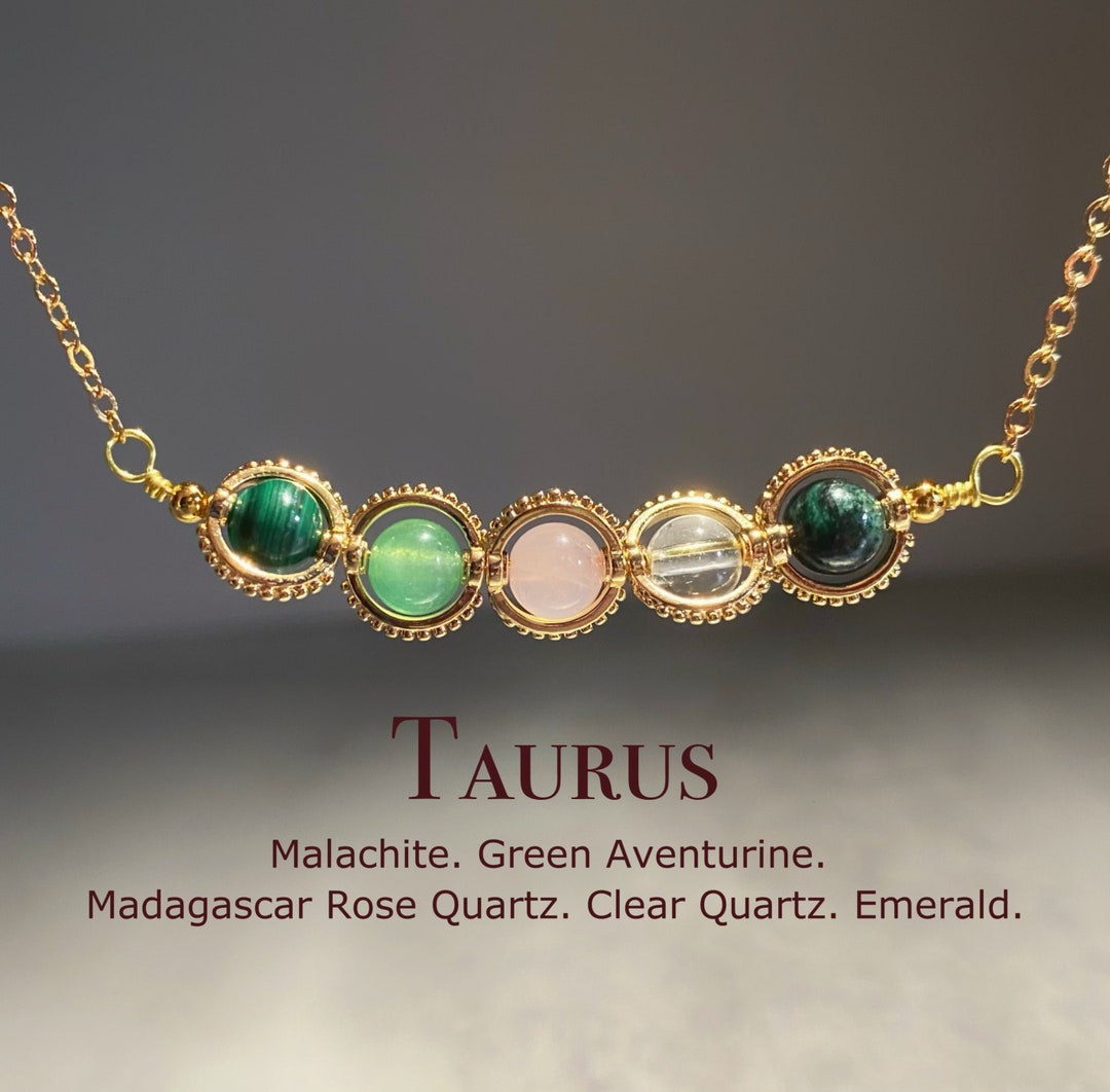 Taurus - Zodiac Green Malachite Golden Charm Necklace main image 1