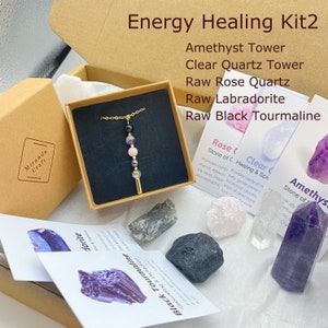 Minimalist Empath Protection Necklace, Dainty Pin With 6mm Healing Crystal Beads, Spiritual Gift For Her Energy Healing Kit2