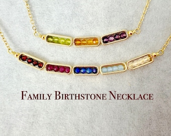 Custom Family Birthstone Crystal Necklace, Brick Choker, Handmade Mother's Day Gift, Natural Gemstone Jewelry, Daughter Birthday, Wedding