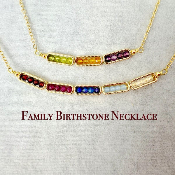 Custom Family Birthstone Crystal Necklace, Brick Choker, Handmade Mother's Day Gift, Natural Gemstone Jewelry, Daughter Birthday, Wedding