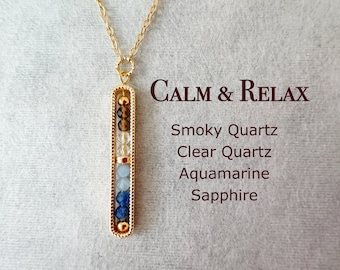 Dainty 3mm Crystal, Aquamarine, Sapphire, Smoky Quartz, Clear Quartz, Relexation Necklace, Confident Stone, Healing Gemstone Gift For Her
