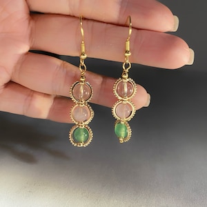 Taurus Crystal Necklace, Handmade Zodiac Necklace, Emerald, Green Aventurine, Clear Quartz, Rose Quartz, Malachite, Natural Astrology Gift image 6
