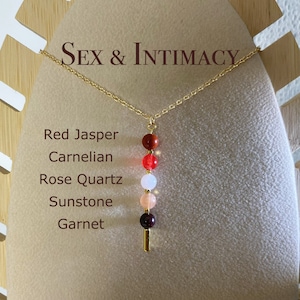 Passion Themed Necklace, Red Jasper, Carnelian, Rose Quartz, Sunstone, Garnet, Dainty Pin Crystal Beads, Manifest, Gift For Me