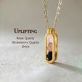 Minimalist Uplifting Necklace, New Beginnings, Break Up Gift, Encourage Gift For Women, Rose Quartz, Strawberry Quartz, Onyx,Gift For Bestie