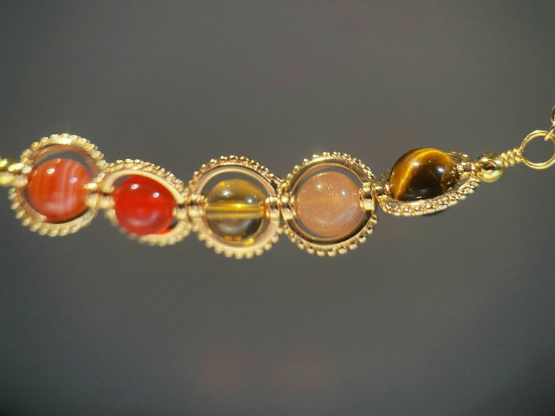 Handmade Leo Crystal Necklace, Zodiac Choker, Carnelian, Sunstone, Tiger Eye, Sardonyx, Citrine, Natural Astrology Sign Jewelry, Birthday image 6