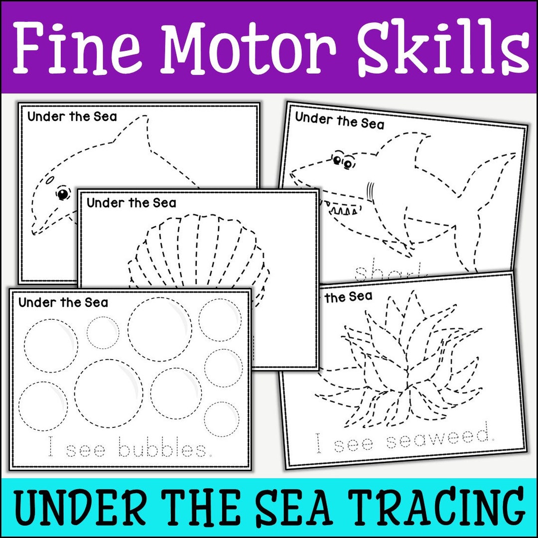 Under the Sea Tracing Practice Worksheets, Fine Motor Skills Practice